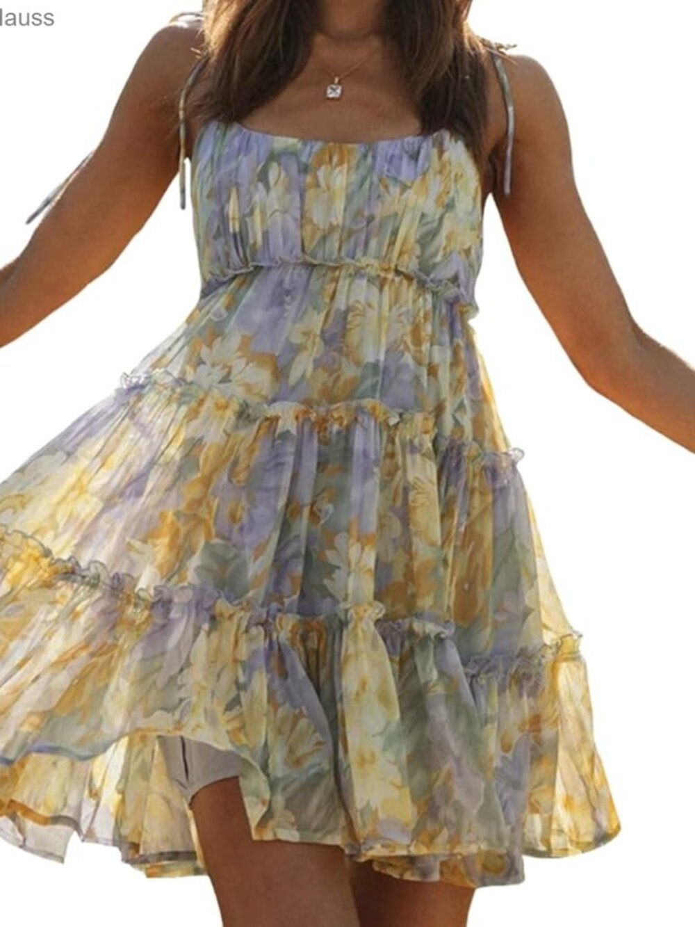 Floral Mini Dress Sleeveless Spaghetti Strap Boho Summer Casual